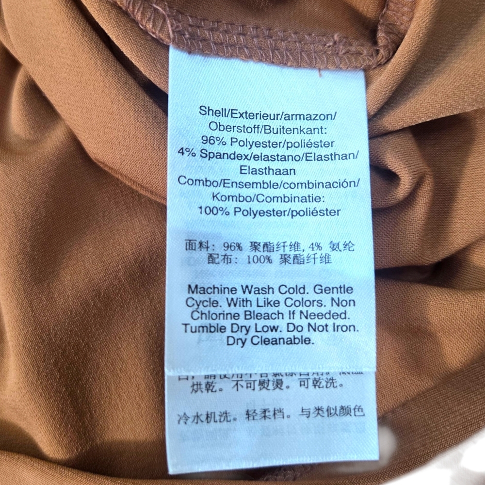 DKNY Tunic Tank Dress NEW Chiffon Stretch Womens Xl Brown Sleeveless Minimalist - Picture 15 of 15